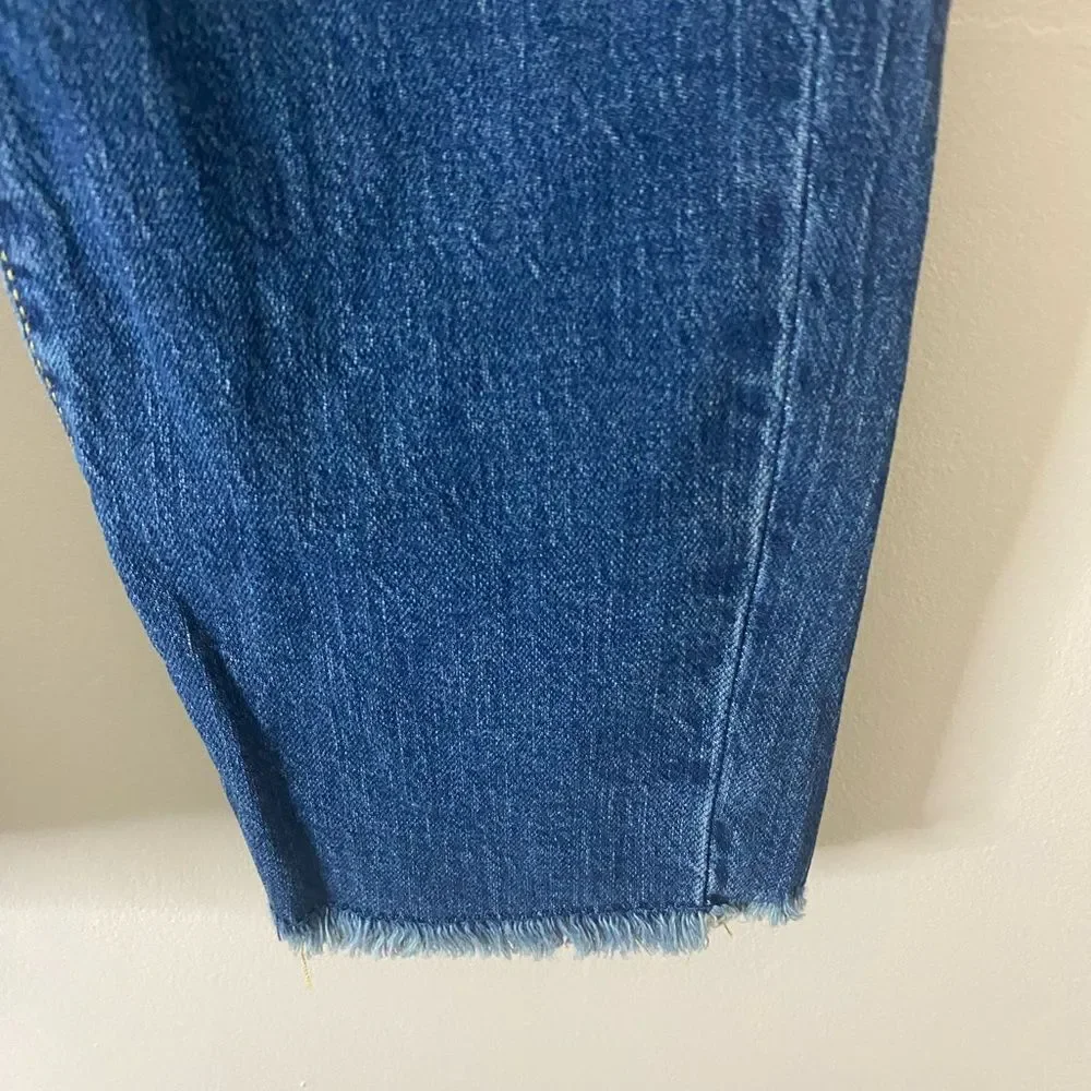 Cat & Jack Girls' High-Rise Ankle Straight Jeans with Front Snap Closure Frayed